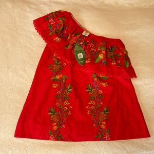 FARM Rio Red Tropical Romance Mini Dress large